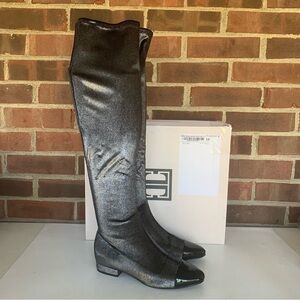 Ivanka Trump Womens Alie2 Cap Toe Over The Knee Shimmer Fabric Boots US 5 M NEW